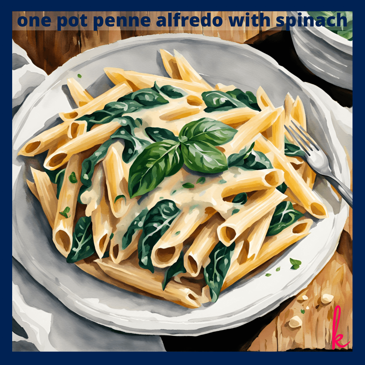 One Pot Penne Alfredo with Spinach