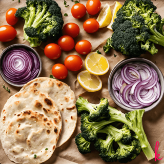 Vegan One Pan Roasted Veggies with Hummus and Pita